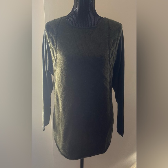 Orange Fashion Village Dark Green Wool Blend Pullover Sweater - Picture 1 of 13